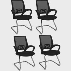 Kit 4 Cadeiras de Escritório Interlocutor Tela Mesh Santiago