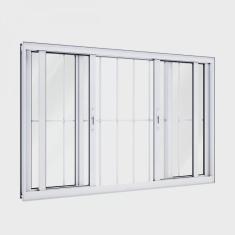 Janela de Alumínio de Correr 100x120cm 4 Folhas com Grade Lucasa