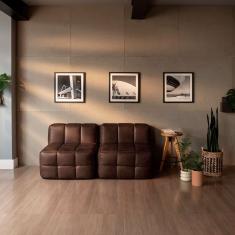 Sofá Guldi Popup com 2 Módulos Centrais Corino Café