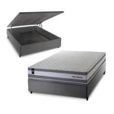 Conjunto Box Baú Alpine Cinza 138x188x72 c/ Molas Ensacadas - King Hou