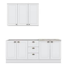 Cozinha Completa Americana 3 Peças Com Aéreo 3 Portas Branco - Móveis Henn Branco