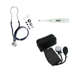 Kit Enfermagem Esfigmomanometro + Esteto Duplo + Termometro - Premium,