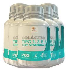 Colágeno Tipo 1, 2 E 3 Com Vitamina C 500mg 60 Cáps 5 Potes - Lider Ve