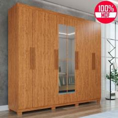 Guarda-roupa Casal 100% Mdf 8 Portas E 4 Gavetas Heros Com Espelho- Tudo De Móveis Cinamomo