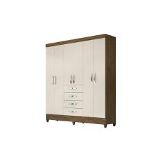 Guarda Roupa Casal 6 portas com 4 gavetas New Avaí Castanho Wood / Avelã - Moval