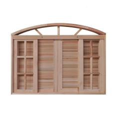 Janela de Madeira Veneziana 120x140cm 6 Folhas em Arco Rodam Marroml