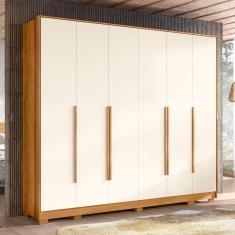 Guarda-roupa 6 Portas 6 Gavetas Fascínio Carvalho Grife/ Off White