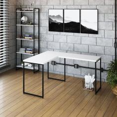 Escrivaninha L Estilo Industrial 120x140cm Dynamica Yescasa Branco Chess /Preto