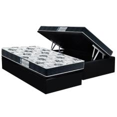Conjunto Box Baú Solteiro: Colchão Espuma Probel D28 ProDormir Advanced Black + Base CRC Suede Black(88x188)