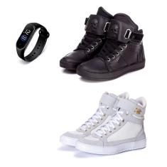 Kit 2 Tênis Sneaker Fitness Feminino Botinha Academia + Relógio-Feminino