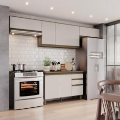 Cozinha Compacta 4 Peças com Duplo Aéreo Basculante 100% Mdf Duna/Cristal