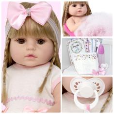 Bebê Reborn Menina Baby Alive Realista Silicone Cabelo Loiro - Cegonha