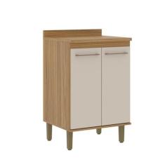 Balcão de Cozinha 60 Cm 2 Portas 1 Prateleira Ipê/Cristalo - Decibal, 