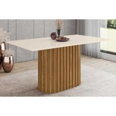Mesa para Cozinha Solana SC69 + Tampo Madeirado Reto 160x90cm Nature/Off White - Henn