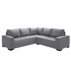 Sofá 3 Lugares Com Chaise Patrícia Suede Cinza - Império Estofados