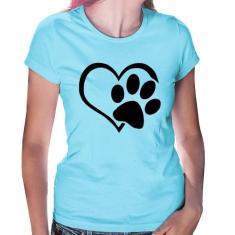 Baby Look Coração Patinha - Foca na Moda, Azul bebê, GG