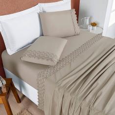 Jogo de Lençol Solteiro Nobless 200 Fios 3 Peças - Taupe
