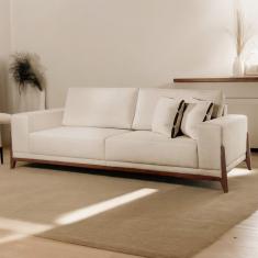 Sofá Fixo Magnus 3 Lugares Luxo 2,30m Bege Claro