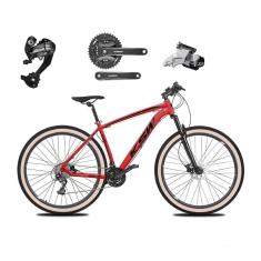 Bicicleta Aro 29 Ksw Xlt 27v Câmbios Shimano Altus Freios Hidráulicos Garfo Trava Pneu Faixa - Vermelho Tam.19