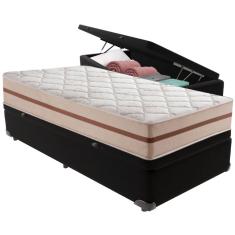 Cama Box Baú Preto E Colchão Classic 22 Cm Molas Ensacadas Solteiro Anjos