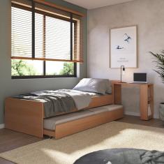 Bicama Solteiro Madeira Maciça Com Baú E Escrivaninha Hashtag Yescasa Amendoa