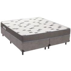 Cama Box Cinza E Colchão Light Espuma D33 Queen Ortobom