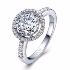 Anel Feminino Banhado A Ouro Branco Diamante Cz Compromisso - Judith J