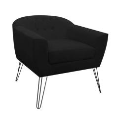 Poltrona Decorativa Jolly Pés Aramado Suede Preto - DS Estofados