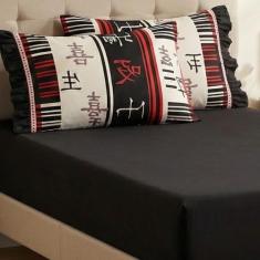 Jogo Lençol Queen 3 Peças 100 % Algodão Percal 180 Fios Babadinho - sa