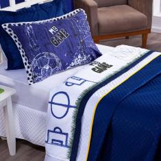 Jogo De Cama Futebol Solteiro 3Pçs Micropercal 180 Fios