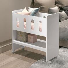 Mini Berço 3 em 1 93x94cm Escrivaninha e Trocador Zain Móveis Reller Branco Fosco