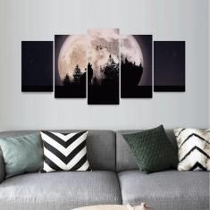 Quadro decorativo Mosaico Uivo do Lobo em Lua Cheia Arte