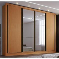 Guarda Roupa Casal com 6 Espelhos 4 Portas Firenze Espresso Móveis Carvalho