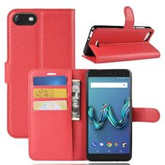 Capa Wiko Tommy 3, capa carteira flip de couro PU premium com compartimento para cartão, suporte e fecho magnético [capa interna à prova de choque de TPU] Compatível com Wiko Tommy 3