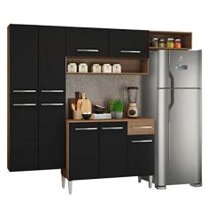 Cozinha Completa Compacta Madesa Emilly com Paneleiro Suspenso, Armário e Balcão