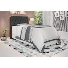 Cabeceira Box Solteiro 0,88 Isis Malbec Com Capitonê Preto - Framar Móveis