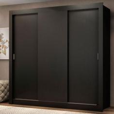Guarda Roupa Casal Madesa Mônaco 3 Portas de Correr, Preto