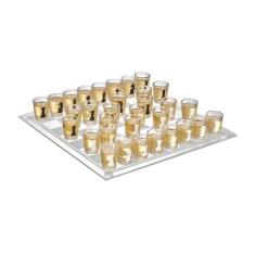 Jogo Xadrez Shot Drink Tabuleiro De Vidro Tequila 35x35cm - Western, X