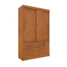Guarda-Roupa Solteiro 2 Portas 6 Gavetas Chicago TCIL Móveis, Cinamomo