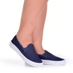 Tênis Wayke Casual Slip On Calce Fácil Feminino Adulto, Azul marinho, 