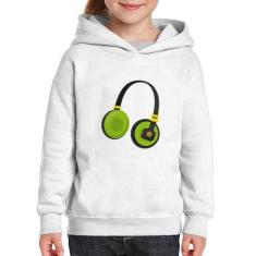 Moletom Infantil Headphone Verde - Foca na Moda, Branco, 12