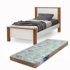 cama de solteiro para quarto tradicional mdf c/ pé de madeira com colc