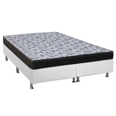 Cama Box Queen: Colchão Anatômico Ortobom D33/Ep Fort Tech Iso 100 + Base Crc Suede White(158X198)