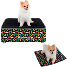 Cama Box Caminha Pet + Lençol Impermeável e Colchonete Almofada Cachorro e Gato Courvin Bf Colchões