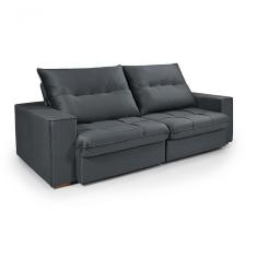 Sofá Cancún 2,30 3 Lugares Império Estofados Veludo Veludo Grafite 163