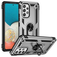 SORAKA Capa para Samsung Galaxy A53 5G com suporte de anel de metal, capa à prova de choque, capa traseira de policarbonato rígido com borda de silicone macio com placa de metal para suporte magnético