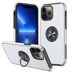 SORAKA Capa para iPhone 14 Pro com suporte de anel invisível e placa de metal para montagem magnética em carro Capa rígida para PC Capa iPhone 14 Pro Capa resistente de nível militar