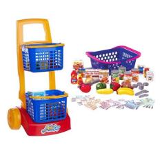 Kit Carrinho Compras Supermercado + Cesta Minhas Comprinhas - Usual Br
