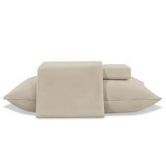 Jogo Lençol Solteiro 3 Peças Toque De Seda Liso Luxo - Jolitex, Bege