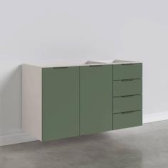 Balcão Pia 2 Portas 4 Gavetas sem Tampo Ipanema CabeCasa MadeiraMadeira Verde Folha/Branco